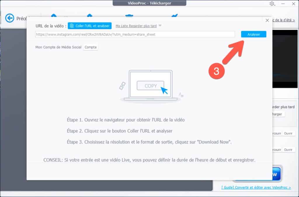 Comment télécharger une vidéo Instagram avec VideoProc ?